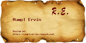 Rumpl Ervin névjegykártya